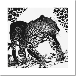 Leopard Shadow Silhouette Anime Style Collection No. 188 Posters and Art